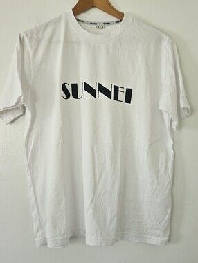 Sunnei Mens T-shirt S White Logo Italy Minimalist Crew Neck Minimalist Designer